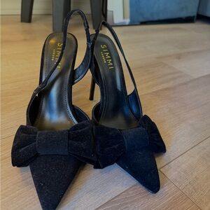 Simmi London Black Bow Pointed Heels